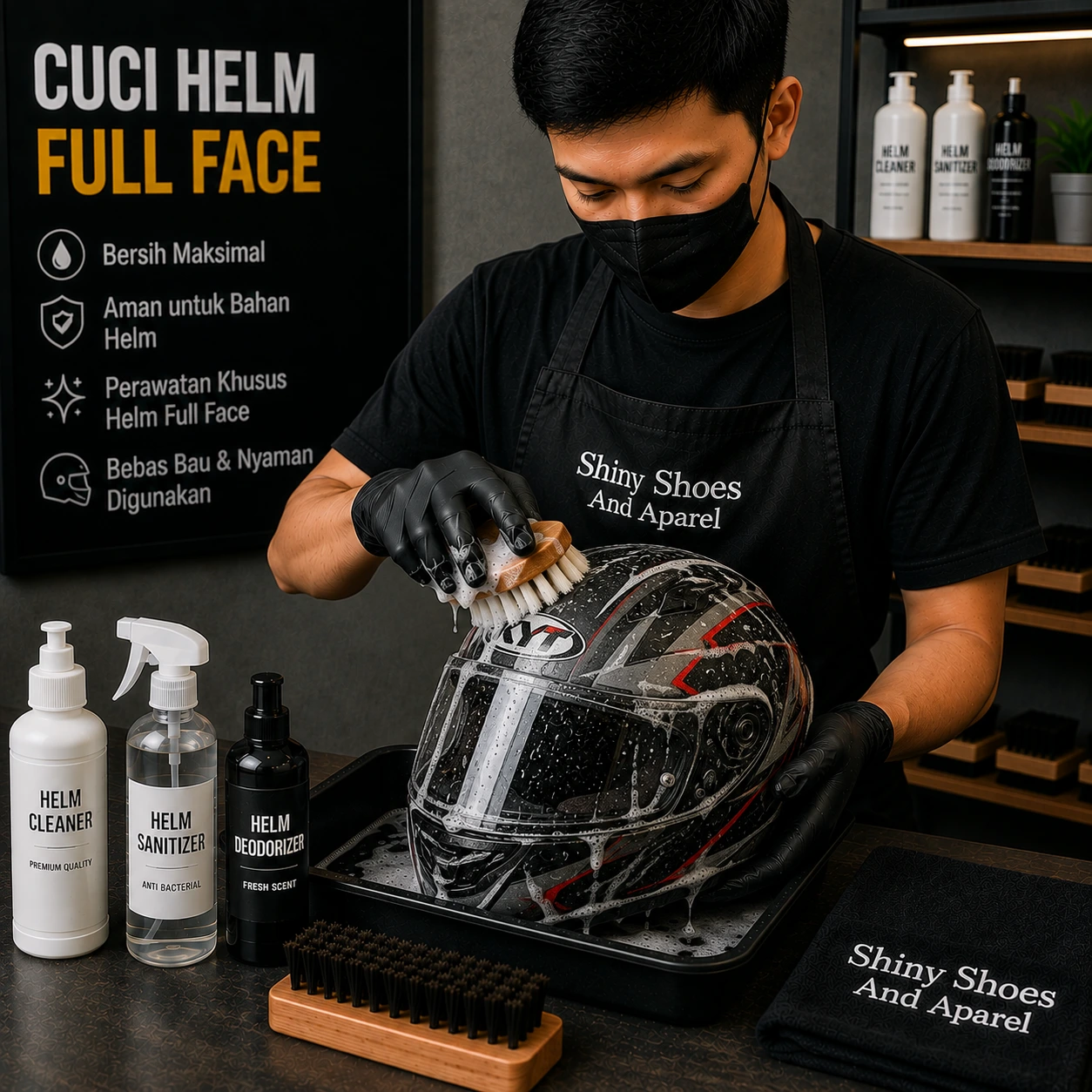 Cuci Helm Full Face - Shiny Shoes And Apparel Tasikmalaya