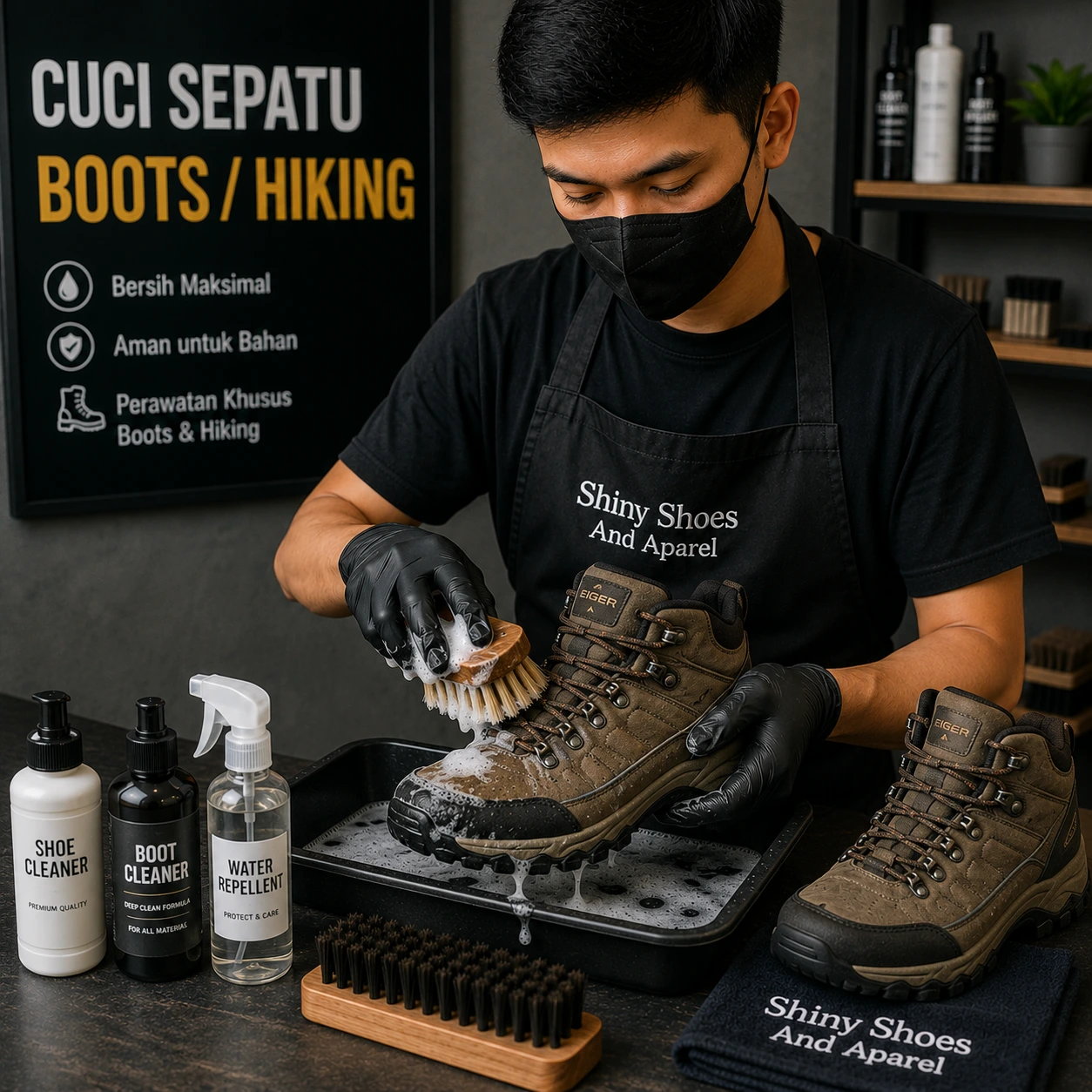 Cuci Sepatu Boots & Hiking - Shiny Shoes And Apparel Tasikmalaya